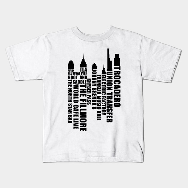 Music City Philadelphia - Black Kids T-Shirt by scornely